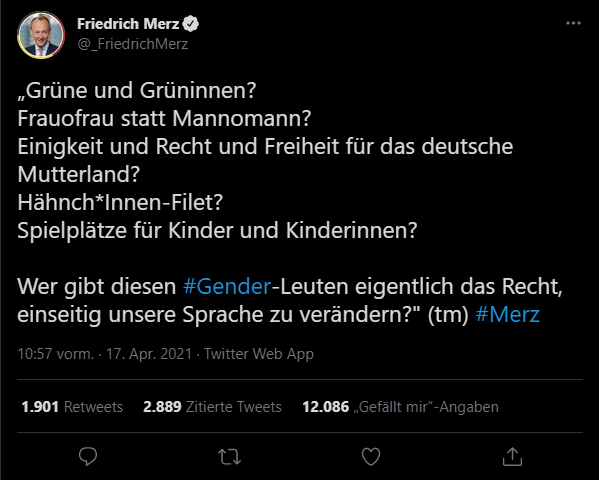 Tweet auf dem Account von Friedrich Merz